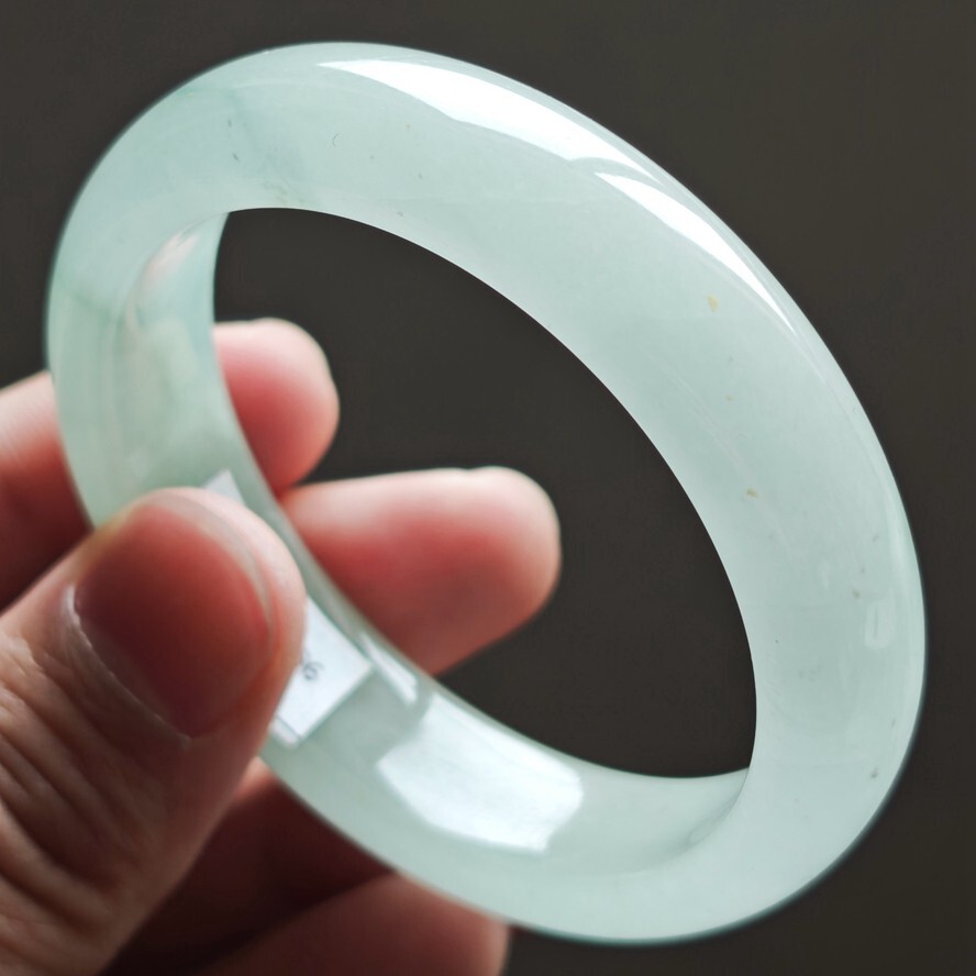 55mm White Green Emerald Icy Jadeite Jade Bracelet Bangle Burma Jade Bangle 2342