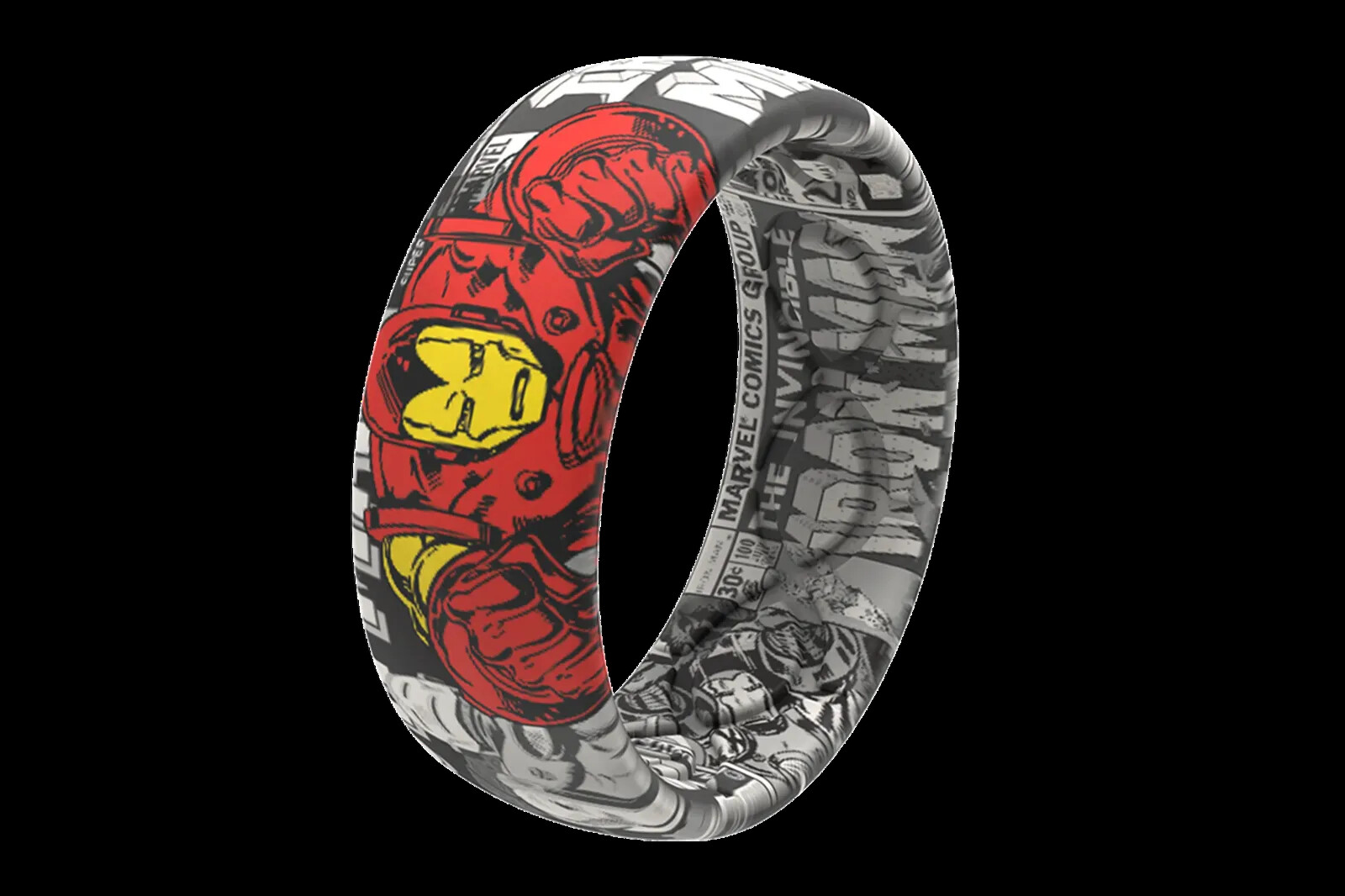 Marvel Groove Life “Iron Man Black & White Comic” Silicone Ring Size 9