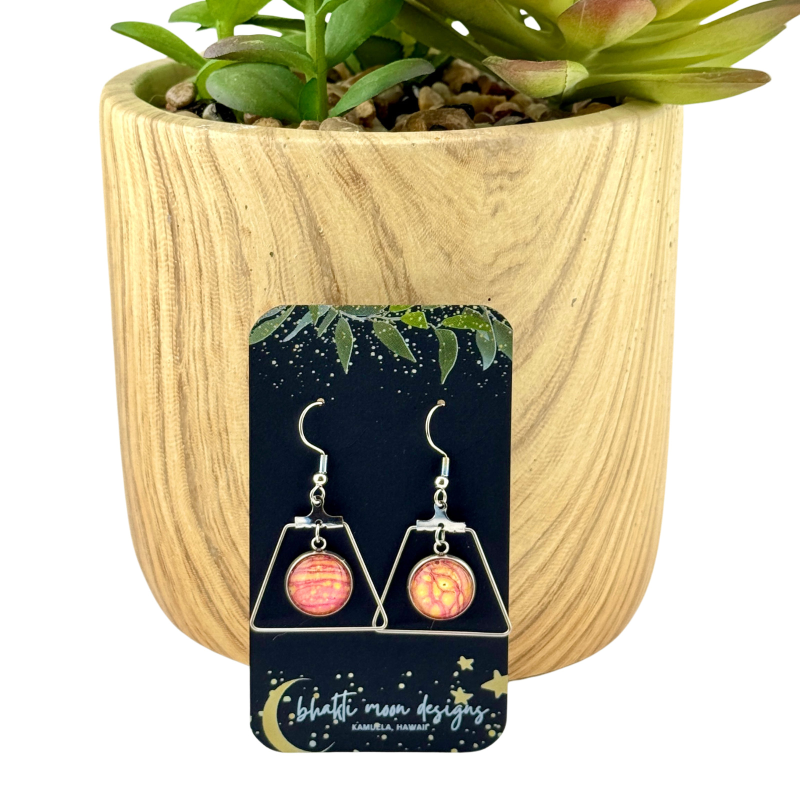 Dangle Earrings Handmade “Citrus Slices” Sterling Silver French Earwires
