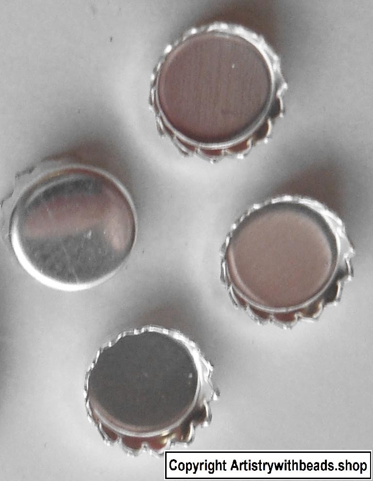 Sterling Silver 5mm Bezel cups 4 round machine made serrated edge bezels BC005S