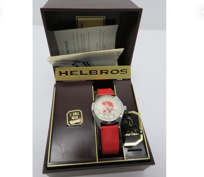 Vintage Helbros Jerry Lewis Watch 17 Jewel Swiss Mechanical NOS In Box Paperwork