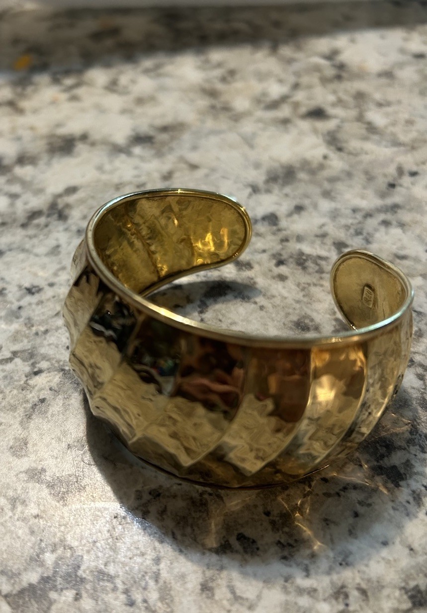 QVC ITALY 18K GOLD ON STERLING SILVER 7.5 IN CUFF BRACELET 40MM