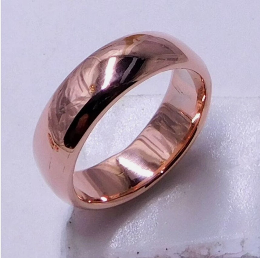 Pure Solid Copper Smooth Unisex Band Handcrafted Jewelry Ring For Men Women Gift