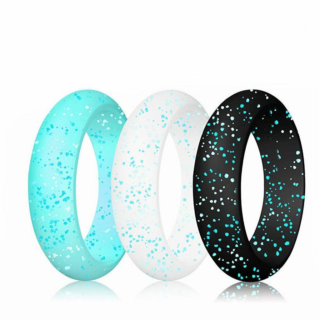 10X Women’s Silicone Wedding Ring Thin Durable Stackable Comfortable Rubber Band