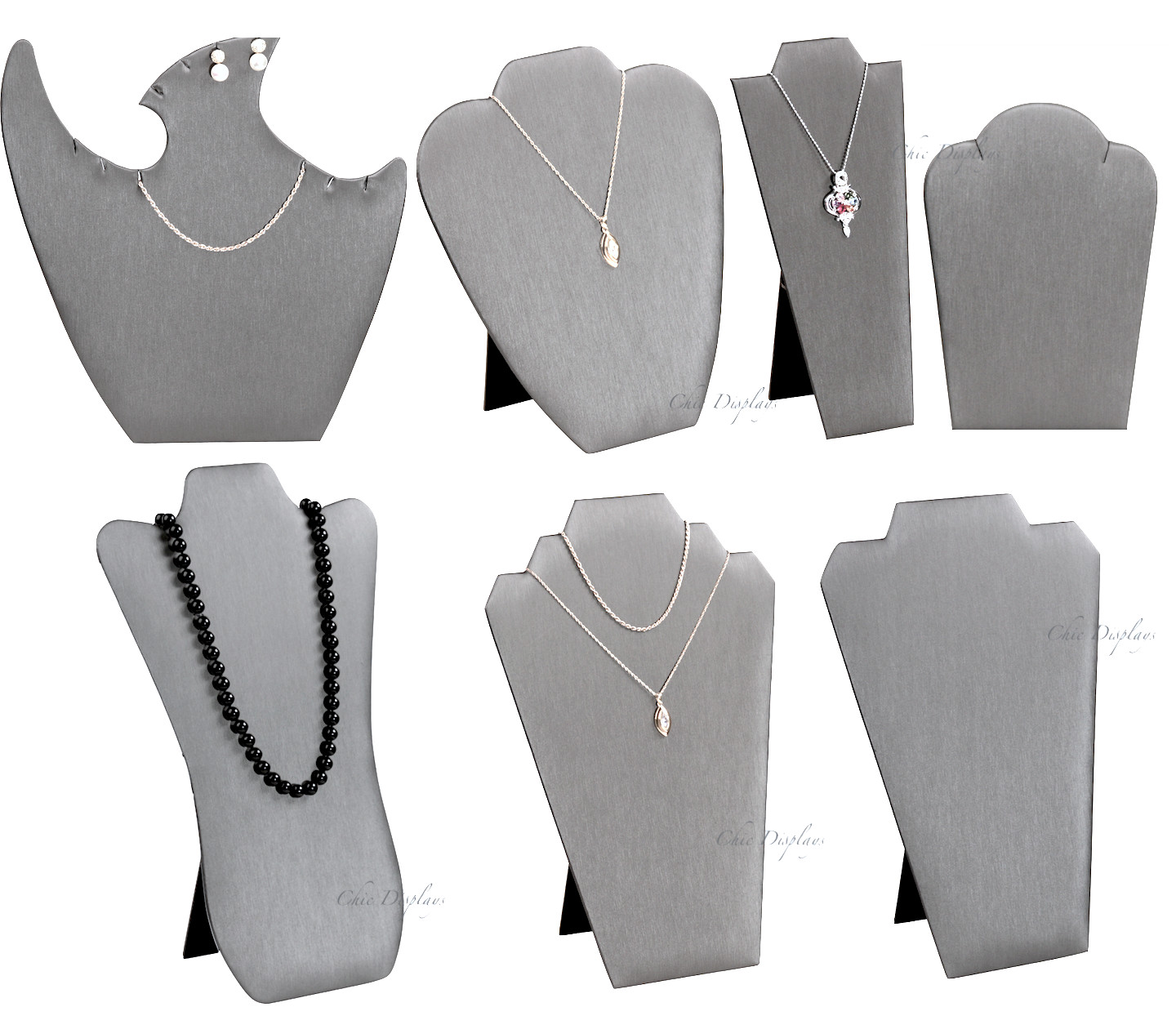 Jewelry Easel Stand Grey Faux Leather Display Modern Grey Chain Display Stands