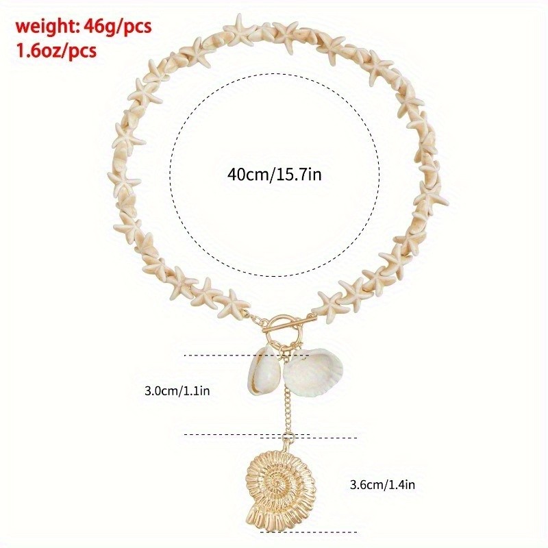 Boho Starfish Chain Alloy Conch Shell Pendant Clavicle Chain Women’s Necklace