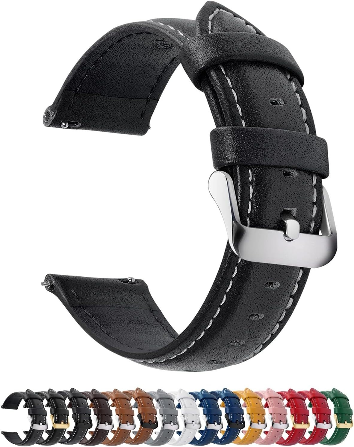 Durable 20mm Leather Watch Band with Adjustable Fit – Perfect for All Occasions