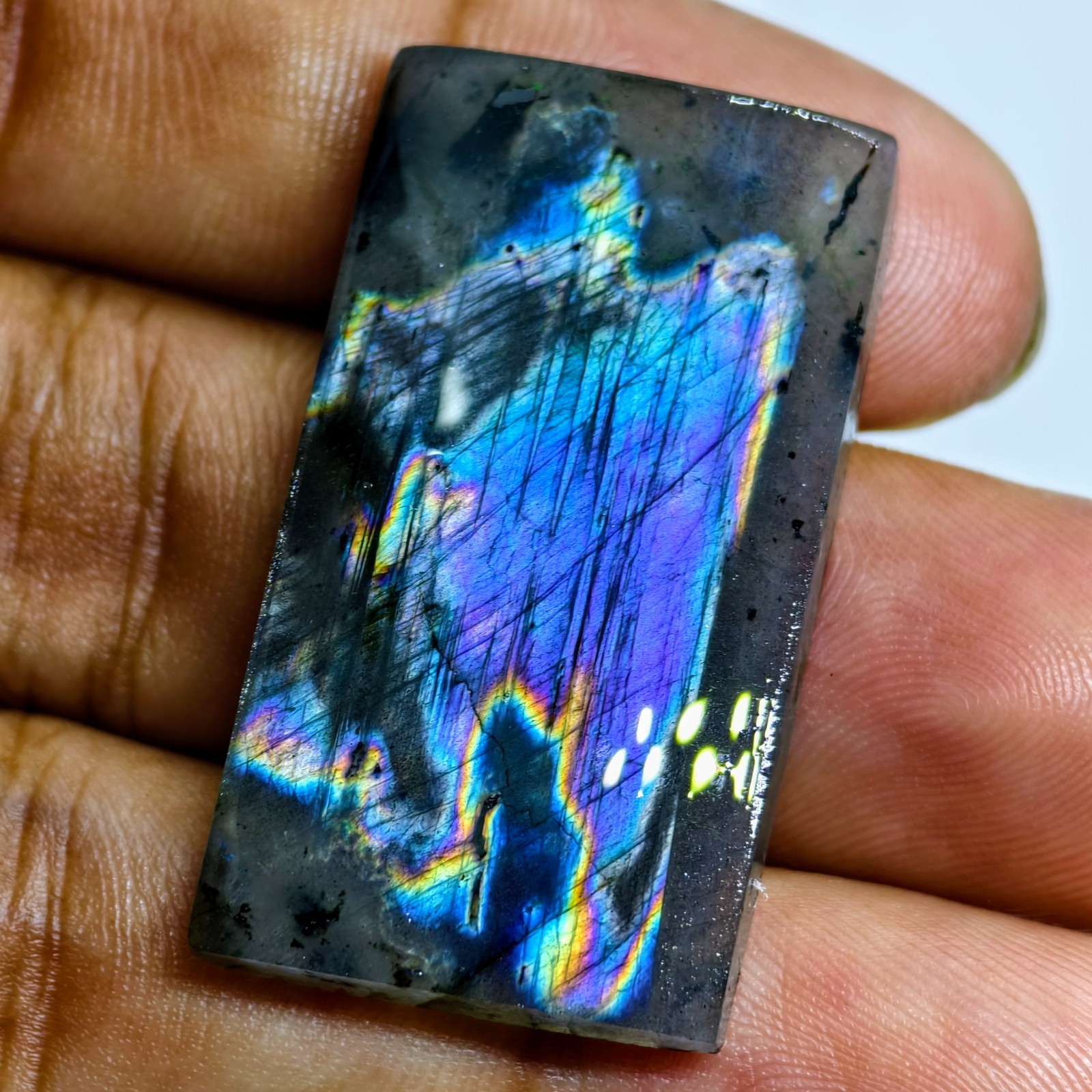 44 Cts Natural Labradorite Cabochon Gemstone For Jewelry 36.7×20.5×5 MM