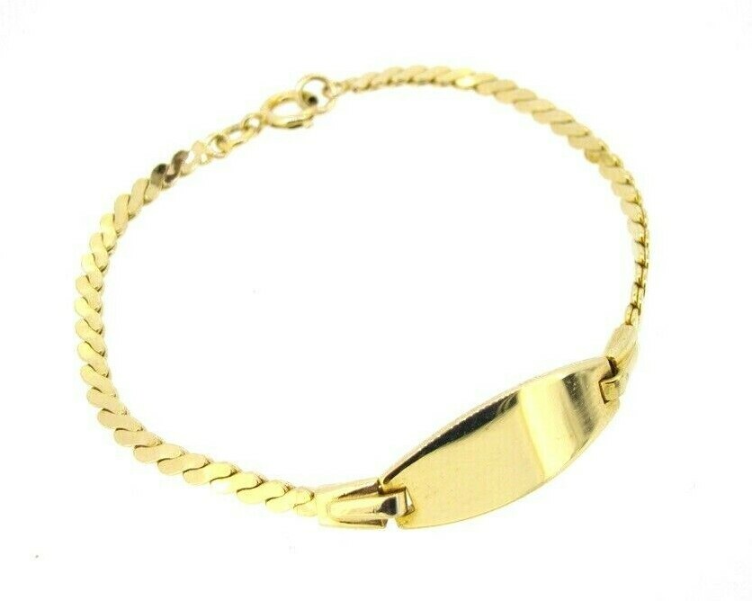 Bracelet ID identification oval plaque with Serpentine chain 6 3/4 inches
