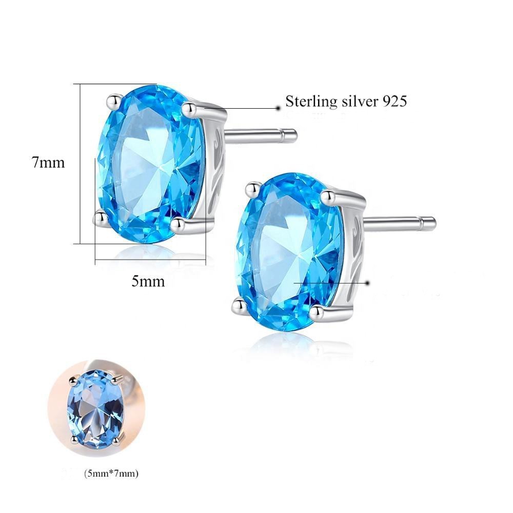 Oval Shape Lab Created Sky Blue Topaz Solitaire Engagement Ring Sterling Silver