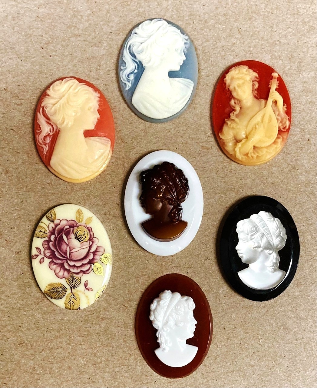 15 Vintage Assorted Resin Acrylic Cameos – DIY Jewelry Making & Repair Craft C80