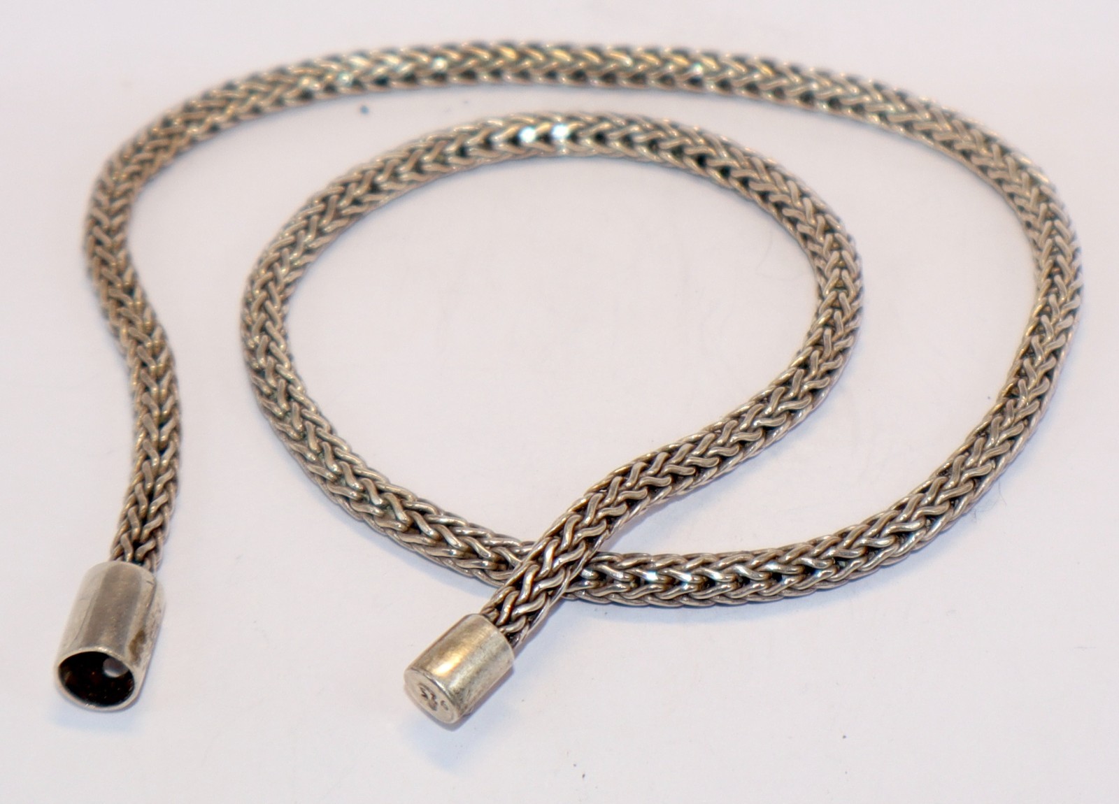 Estate Sterling Silver 925 4MM Round Spiga-Wheat Chain Necklace 16”