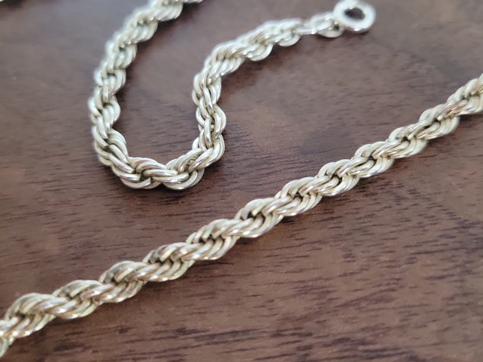 Vintage DANECRAFT Sterling Silver 3.5 mm Rope Twist 20″ Chain Necklace- 22.1 g.
