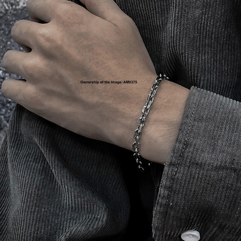 Pure 925 Silver 4mm Cable Link Chain Bracelet for Men/Women Vintage Look