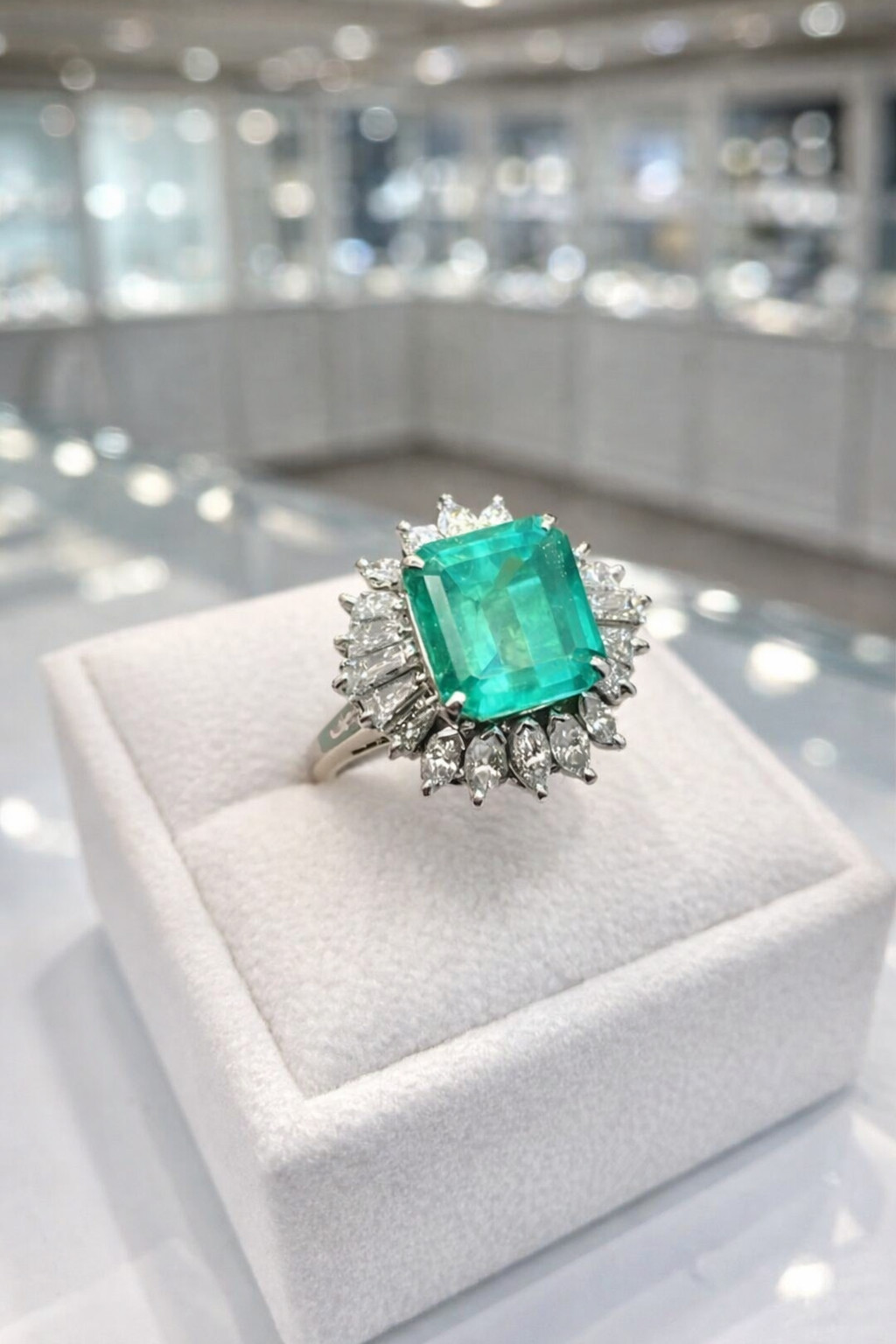 IGL Certified 4.50 Ct Natural Emerald & Diamond Wedding Gift Ring 14K White Gold