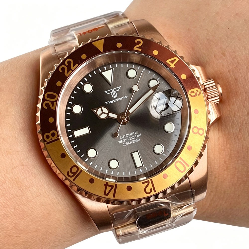 Tandorio 20ATM Sapphire Stainless Steel NH35 Automatic Rose Gold Men’s Watch