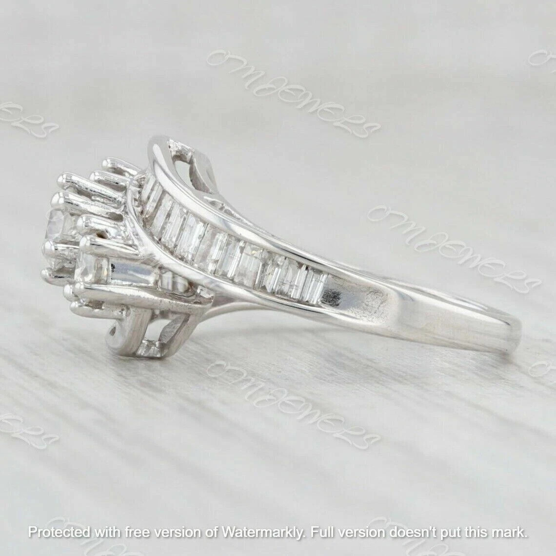 2Ct Lab-Created Diamond Solitaire With Accents Engagement Ring 14K White Gold Fn