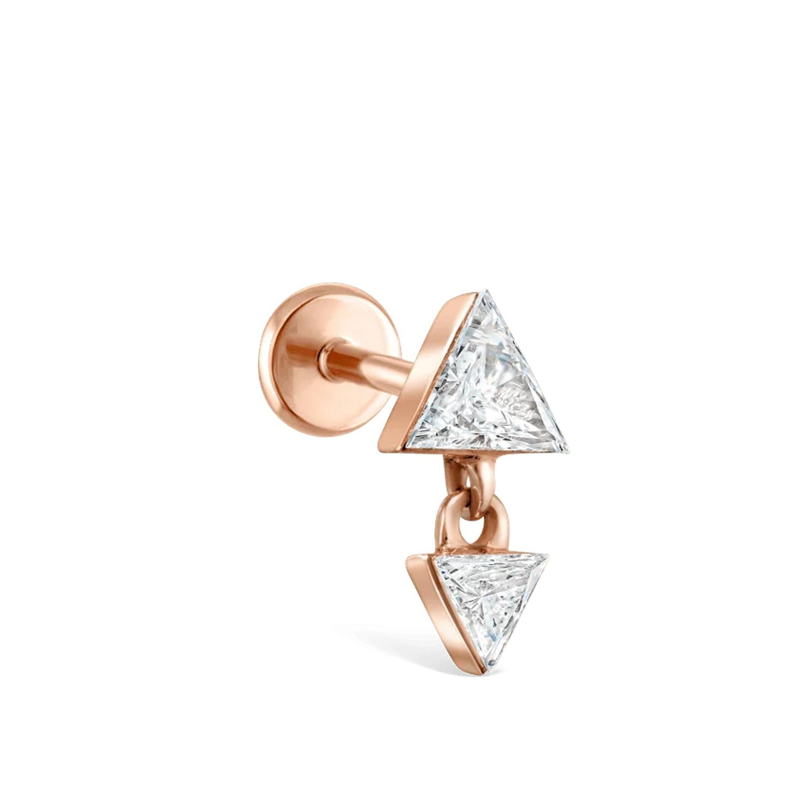 Double Triangle Moissanite Helix Cartilage Stud 925 Sterling Silver