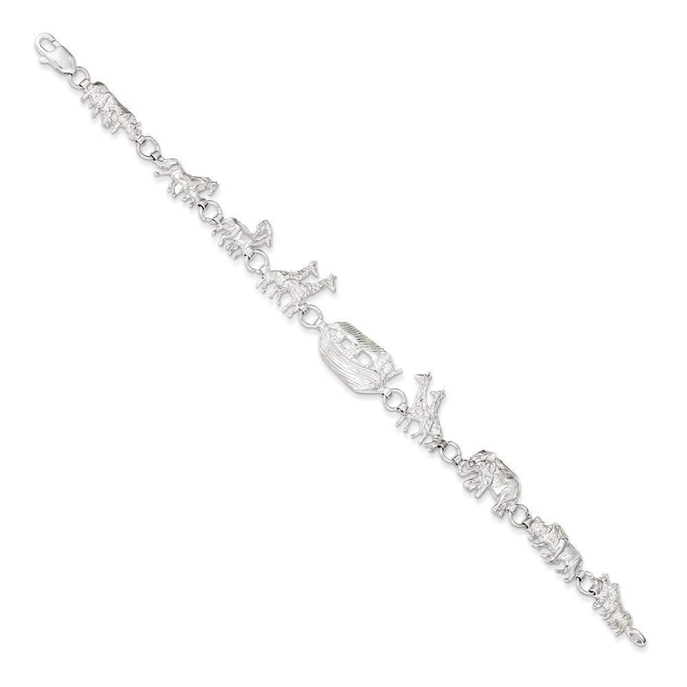 Sterling Silver Noah’s Ark Link Bracelet 7″