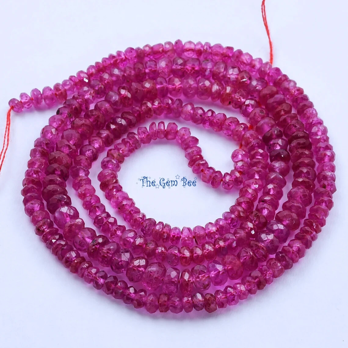 2.2-4.2mm Gem Grade No Heat Fine Burmese Ruby Faceted Rondelle Bead 16.5 inch st