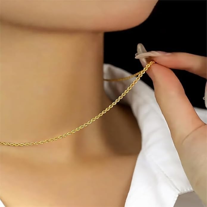 14K Real Solid Gold Diamond Cut Twisted Rope Chain Unisex 1.5-4.2Mm W 16‑36In