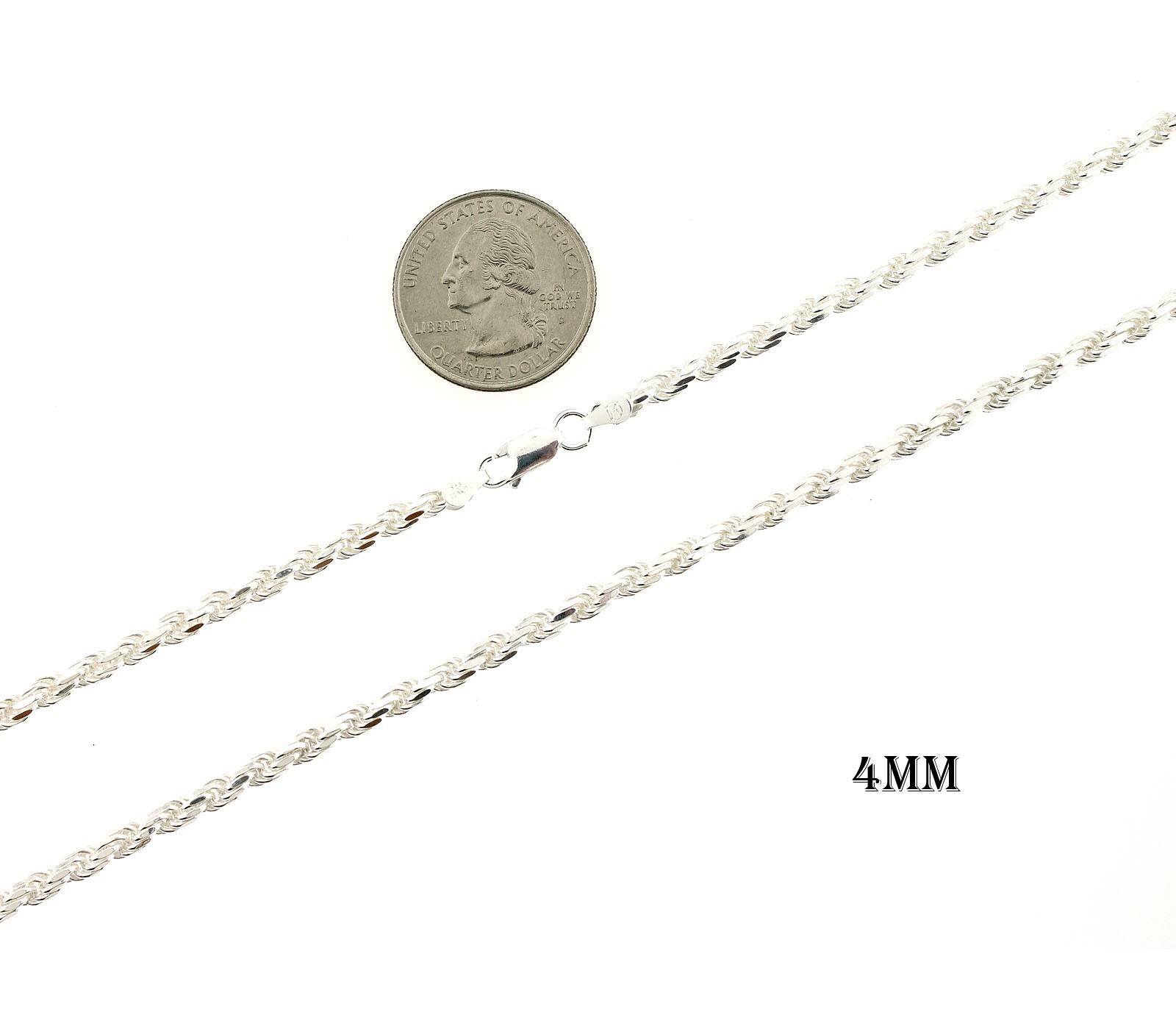 Italian Solid Sterling Silver Rope Link Chain Necklace 925 Silver Chain UNISEX