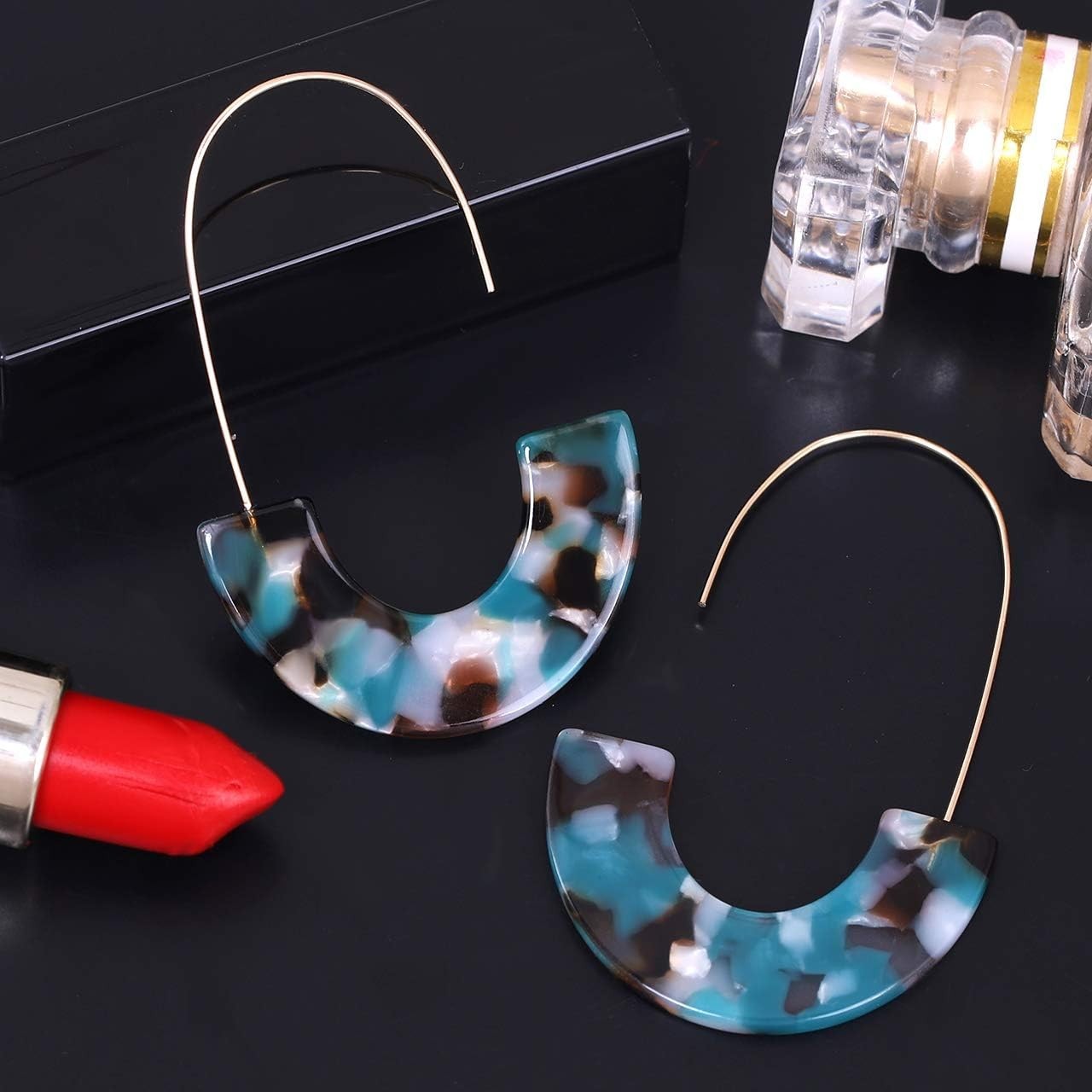 Acrylic Earrings Tortoise Hoop Resin Drop Dangle Jewelry Women