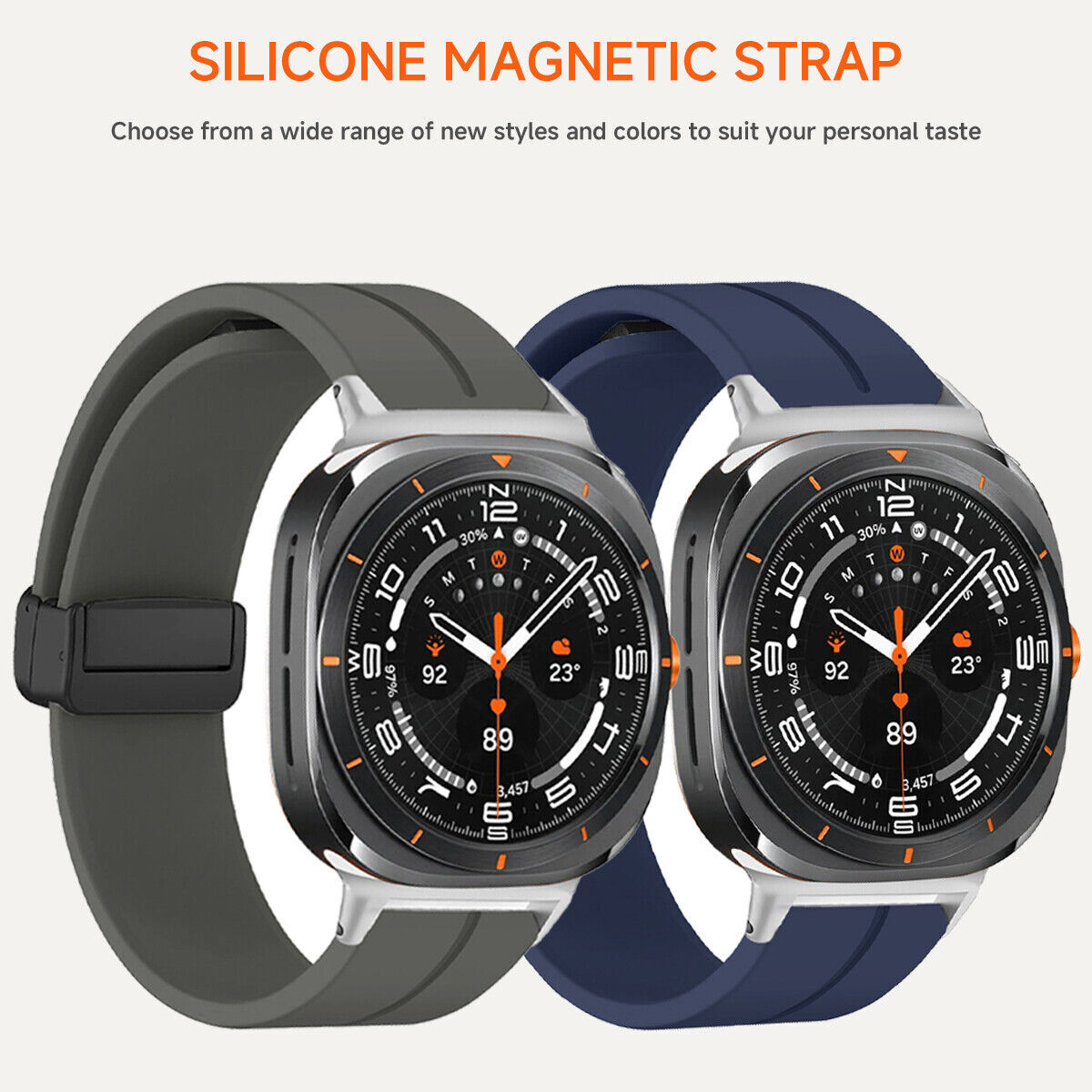 Metal Magnetic Buckle Strap For Samsung Galaxy Watch 7 Ultra 47mm Silicone Band