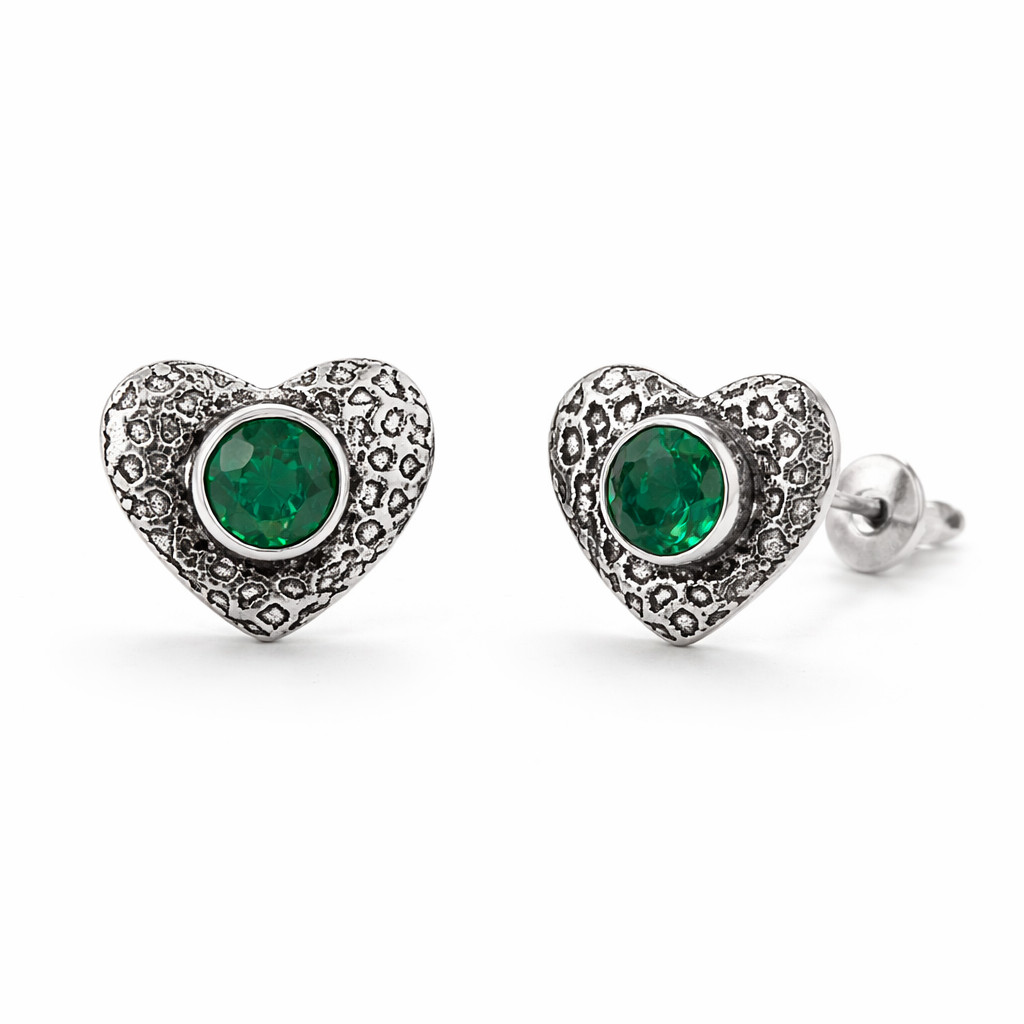 Emerald Gemstone Jewelry 925 Silver Handmade Earrings 0.6″ For Wedding Gifts