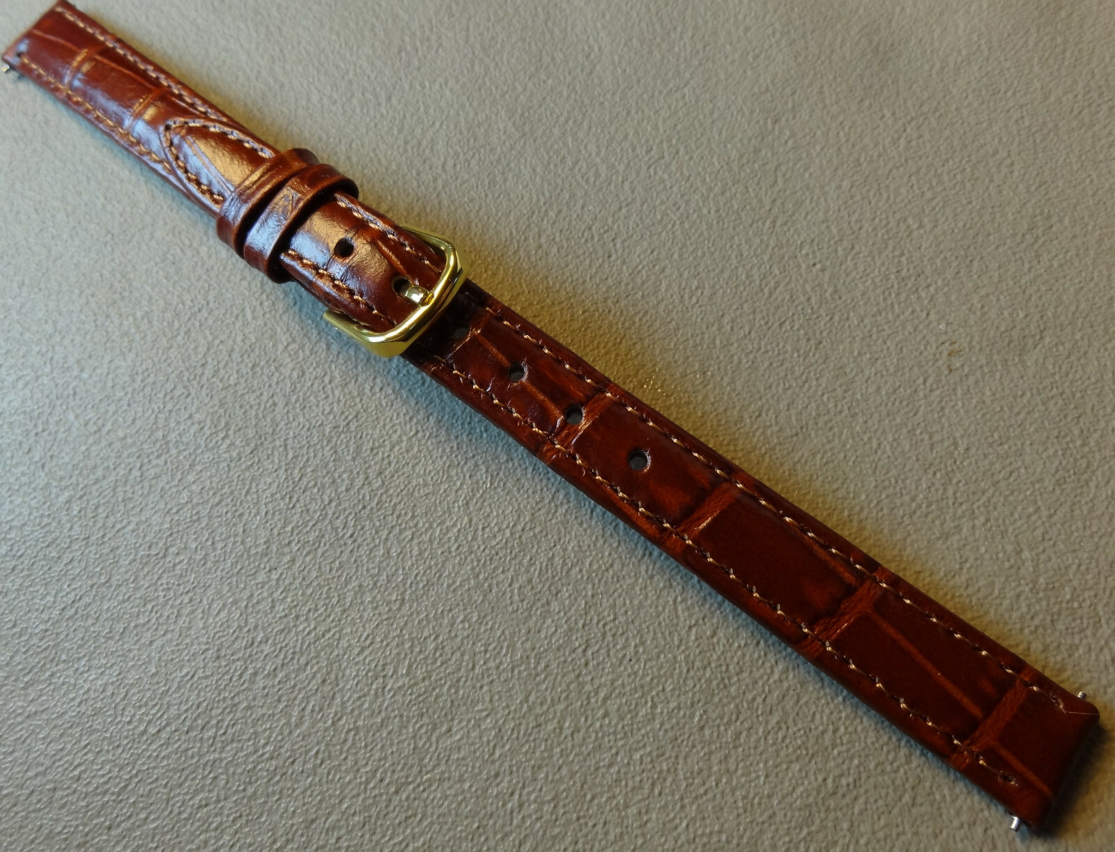 Ladies Brown Simulated Crocodile Genuine Leather Fits Any 11mm Reg Watch Band