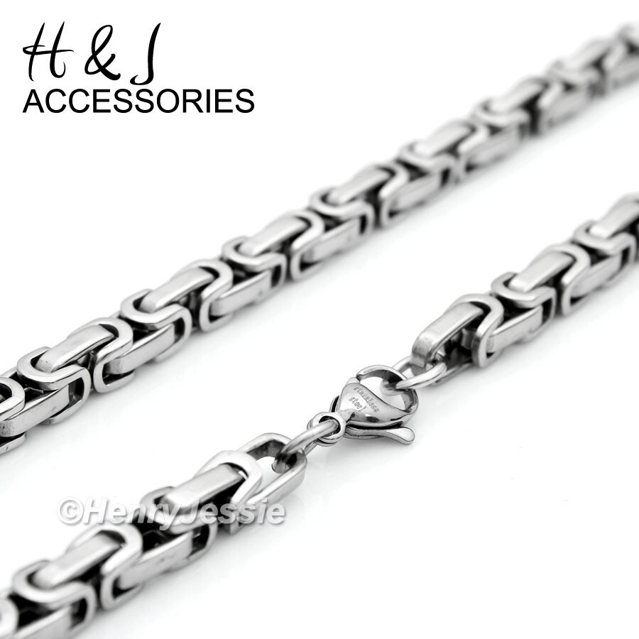 16″-40″MEN’s Stainless Steel 8mm Silver Byzantine Box Link Chain Necklace*AT