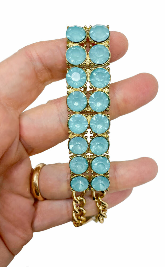 Light Green Acrylic Lucite Rhinestones Stretching Chain Bracelet Casual Everyday