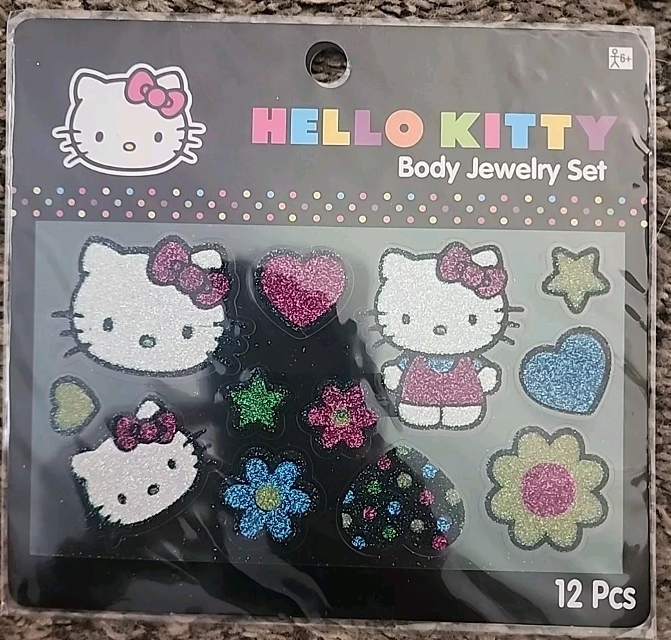Hello Kitty Body Jewelry Set 12 Pieces Non-toxic Adhesive Easy To Apply