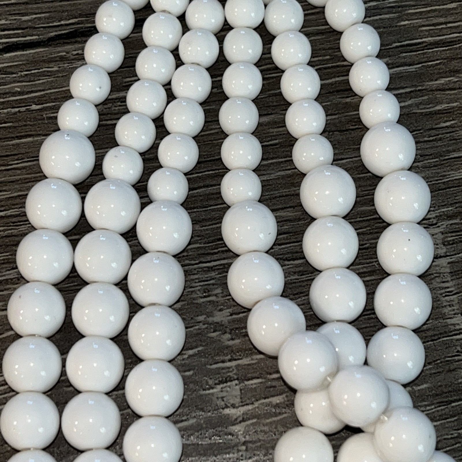 Vintage MCM White 7 Strand Chunky Statement Necklace BIB 30in Long Acrylic Beads