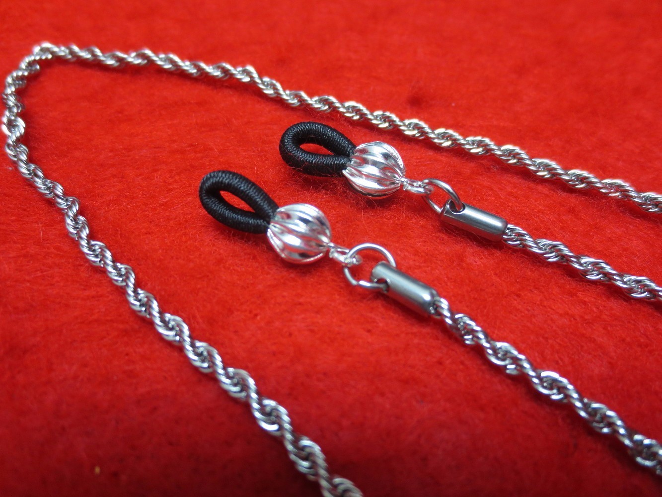 EYEGLASS HOLDER-20-30 INCH 2.5MM STAINLESS STEEL SILVER ROPE CHAIN -EYEGLASS