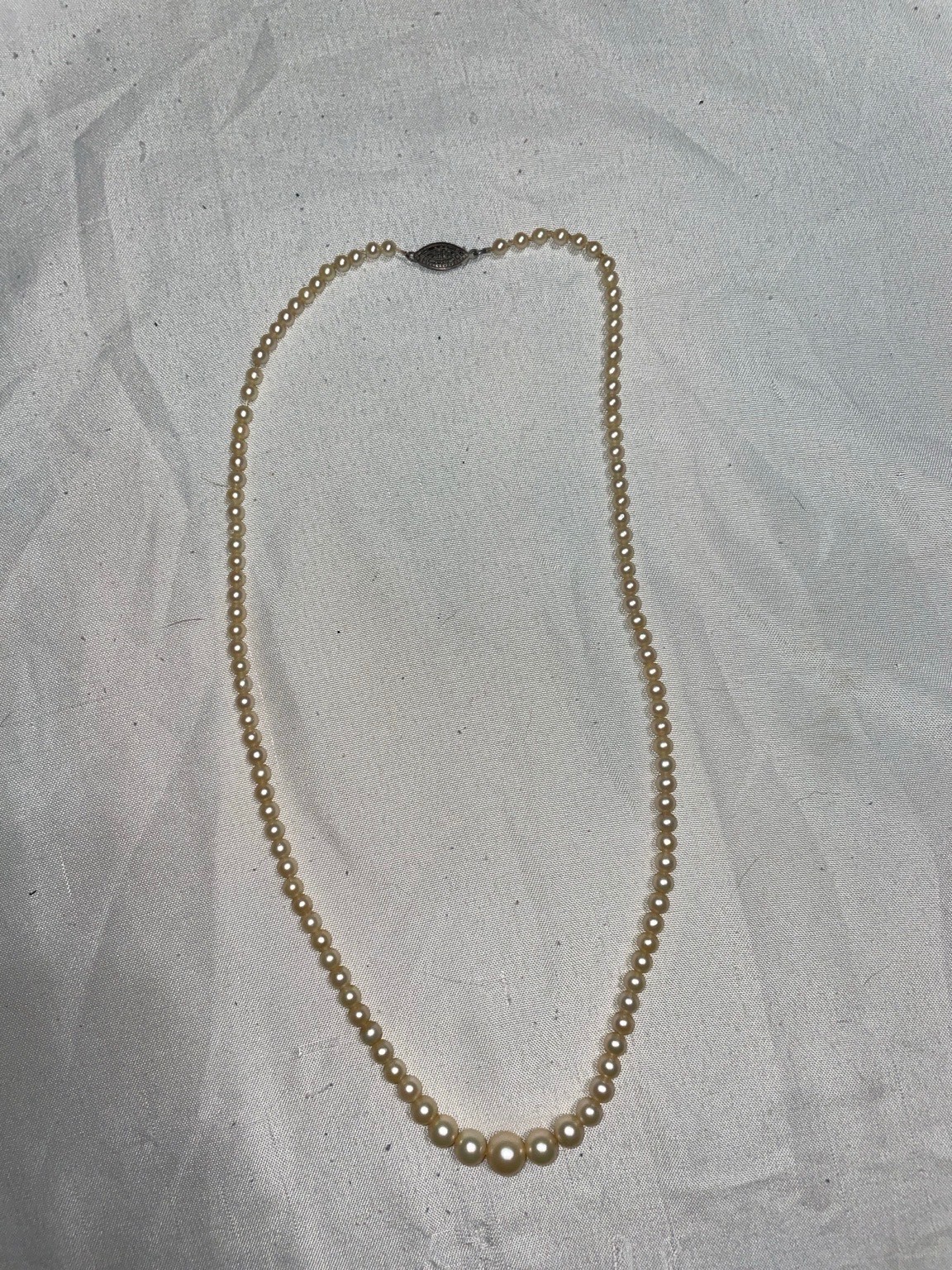VTG 2.6~7.6mm Graduated Genuine Cultured Pearl Necklace 10k Gold Clasp 17”11.3g