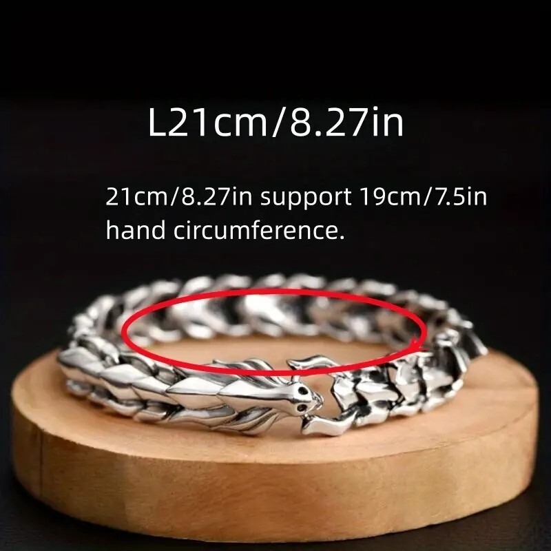 Ouroboros Dragon Head Bracelet Men Punk Stainless Steel Wristband Vikings Bangle