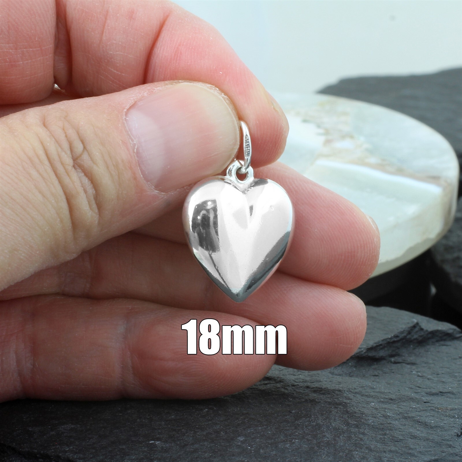 Guaranteed Genuine 925 Sterling Silver Polished Puffed Heart Charm Italy
