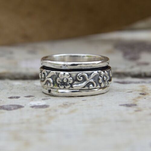 Designer Spinner Ring Handmade 925 Sterling Silver Thumb Ring All Size SR244