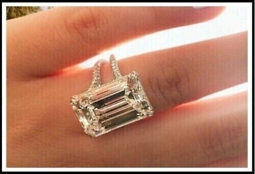 4 Ct Emerald Cut Simulated Diamond Engagement Ring 14K White Gold Plated