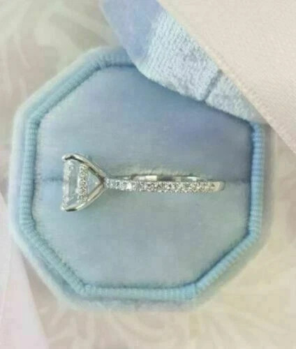 1.50 Ct Cushion Cut Lab-Created Diamond Wedding Ring 14K White Gold Over
