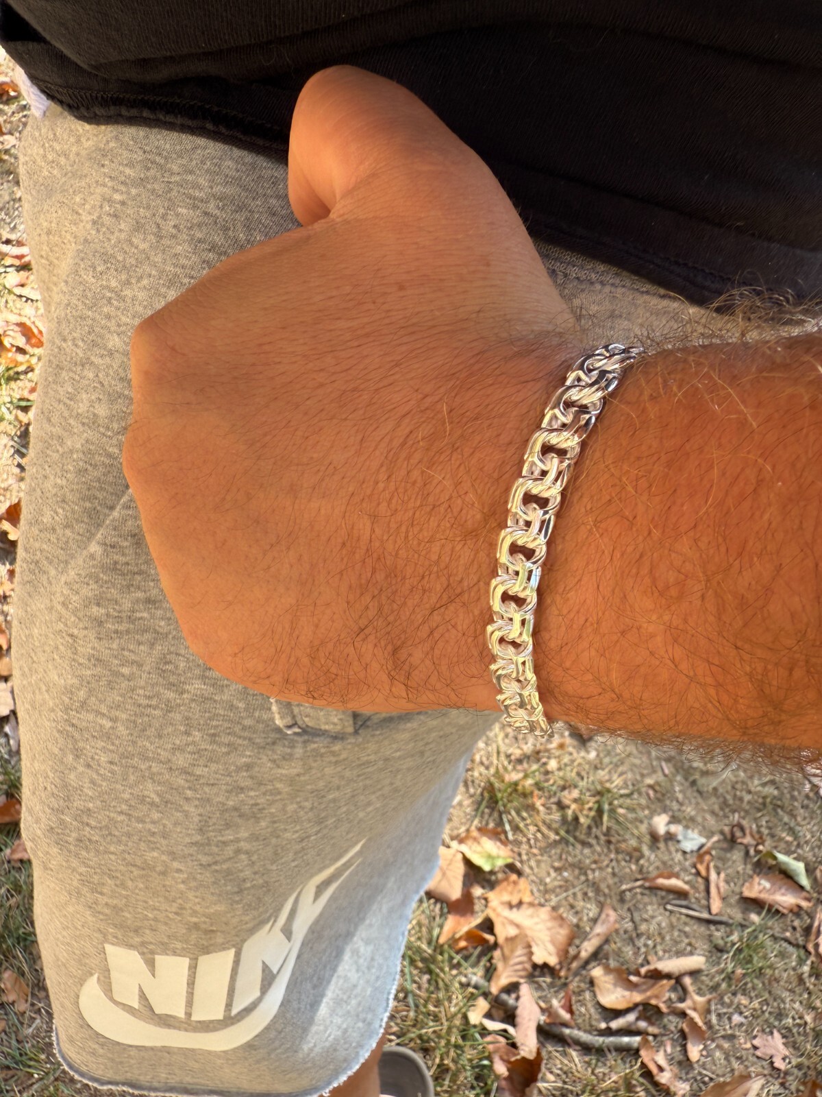 Real 925 Sterling Silver Handmade 9mm Bismark Garibaldi Chino Bracelet Mens