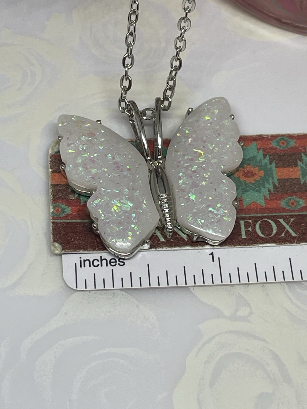 Silver Fire Opal Butterfly Anniversary Birthday Wedding White Gift Memorial Brid