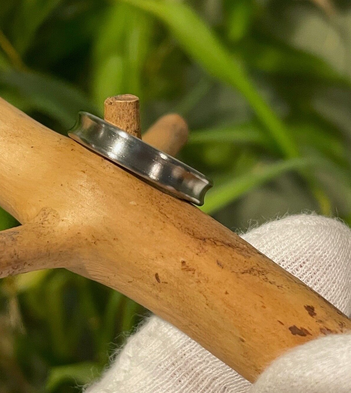 Everyday Wear Ring, Solid Titanium Band, Concave Cut, 4mm Width