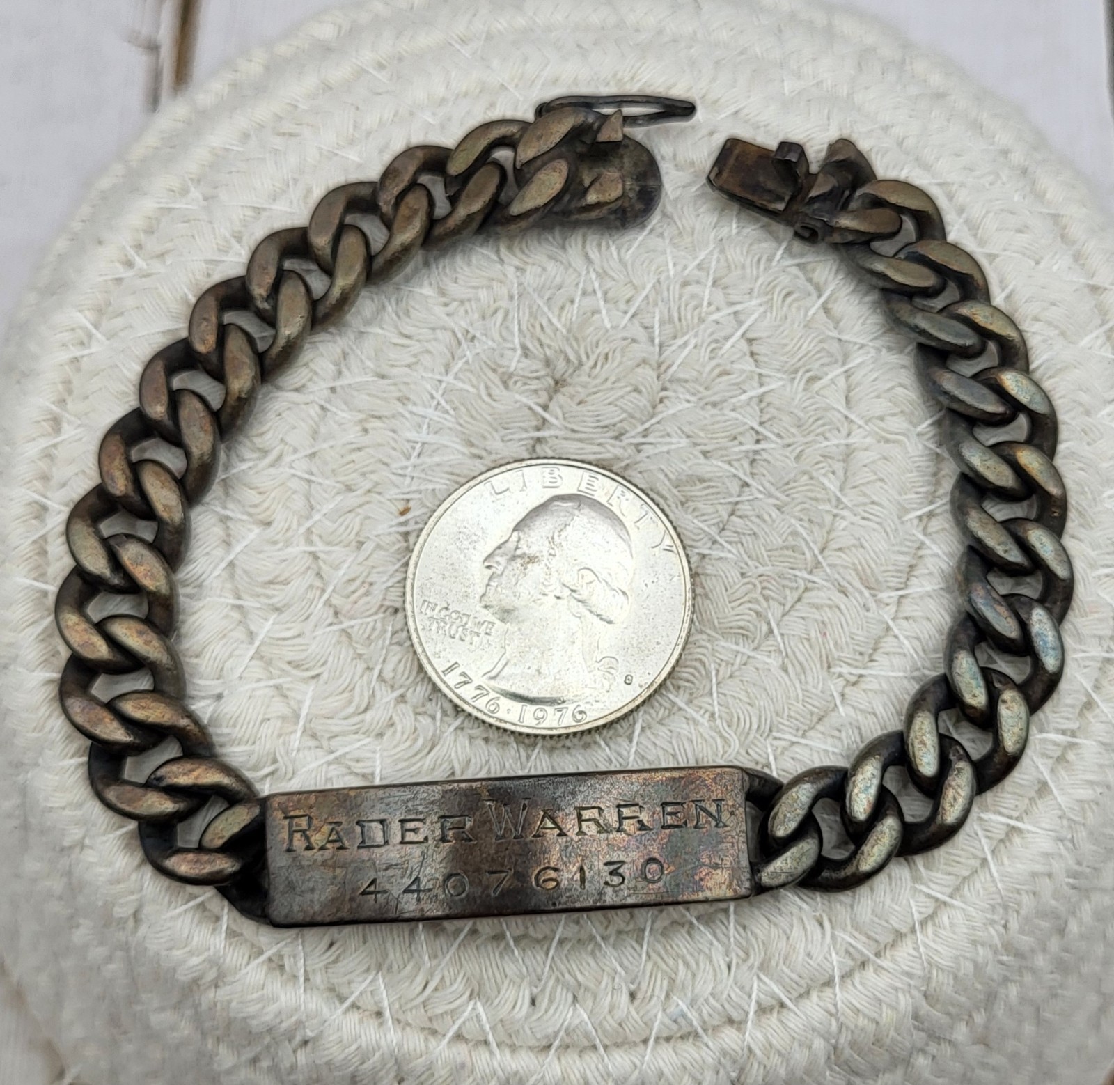 Vintage Napier 925 Sterling Silver ID Engraved Nameplate Curb Link Bracelet