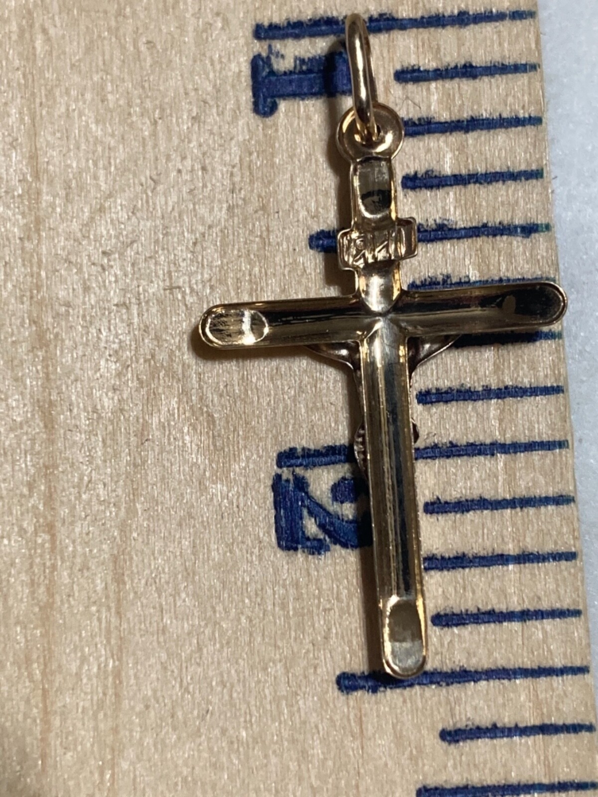 10K Yellow White Gold Solid INRI Crucifix Jesus Cross Pendant BRAND NEW USA