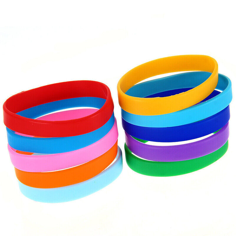 10 Pcs Silicone Rubber Bracelet Solid Wristband, Blank Rubber Band, Multicolor