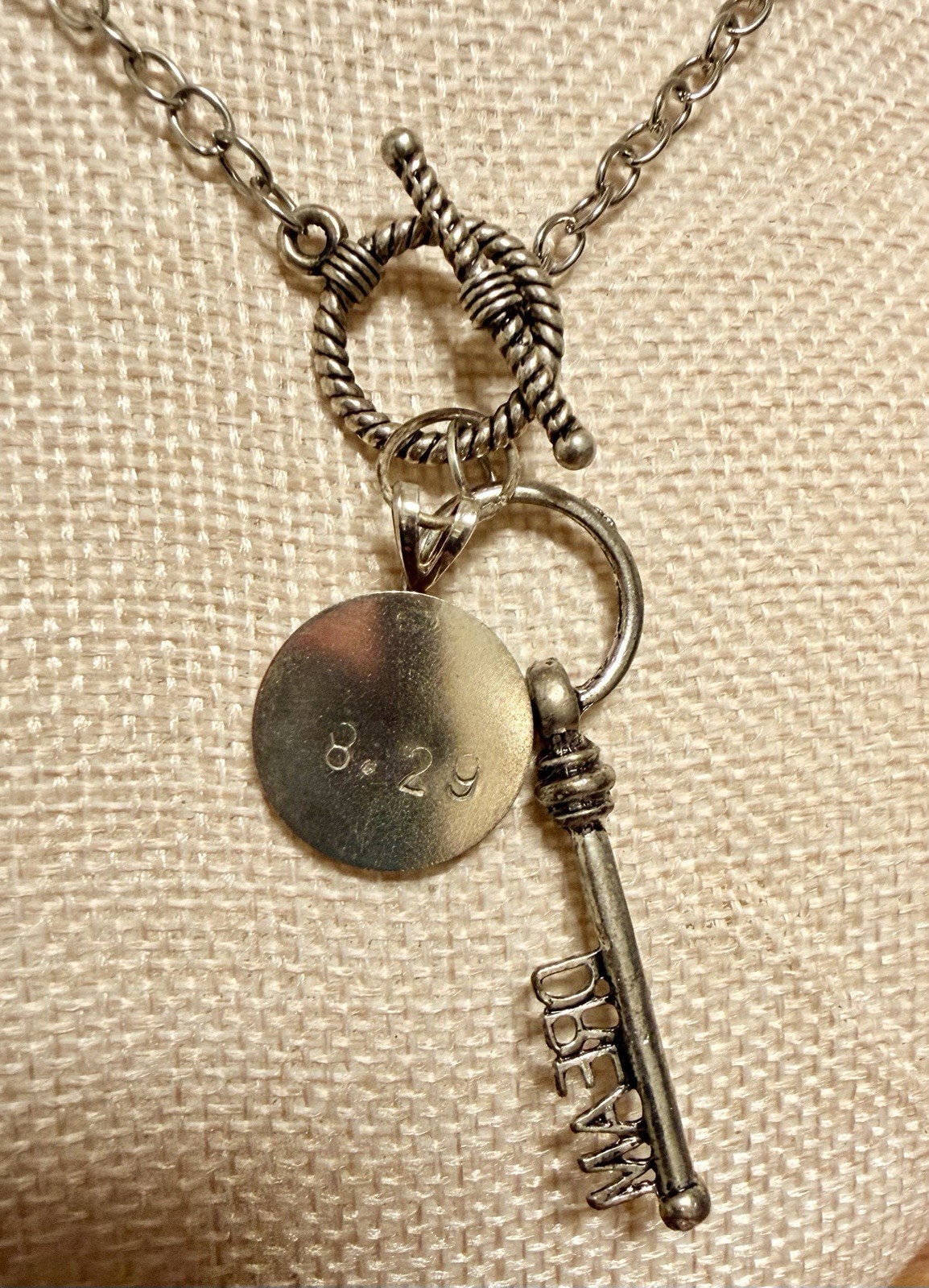 Foxy Design Hand Crafted Necklace Key With Dream Design And Circle Stamped 8.29