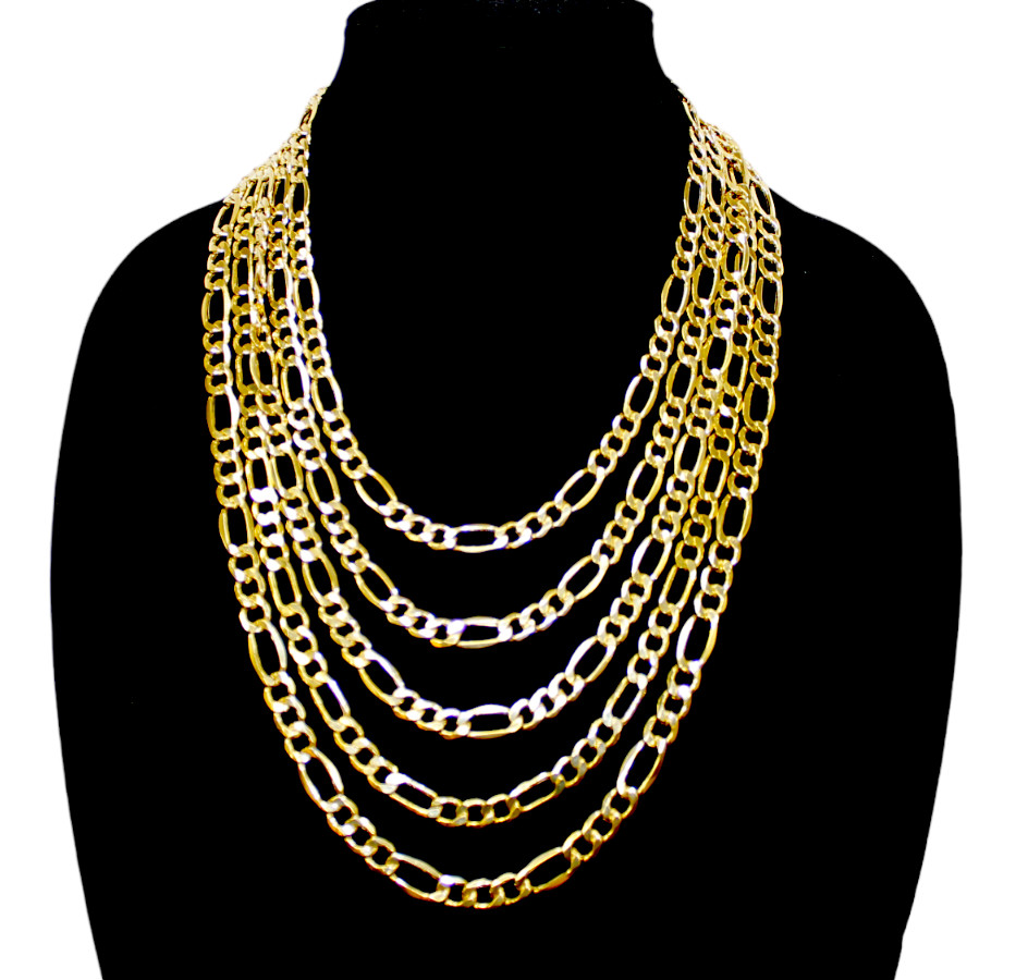 10K Yellow Gold SOLID Figaro Necklace Bracelet Chain Italian Real 2-11mm 7″-30″