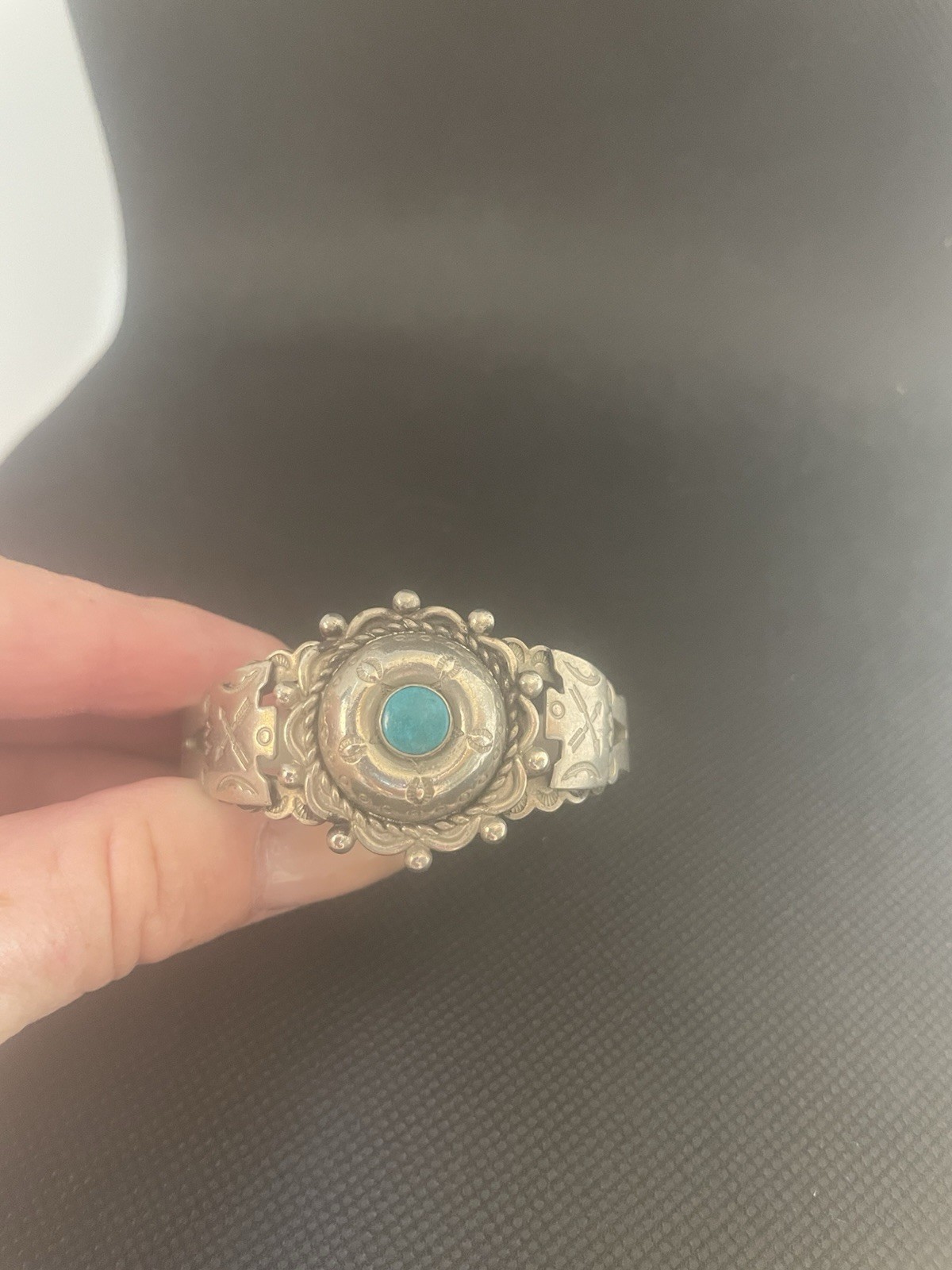 Antique Fred Harvey Hogan Turquoise And Sterling Silver Cuff Bracelet